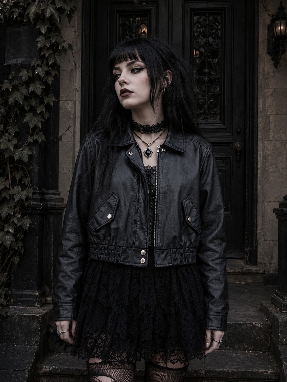 Wild Fable Cropped Faux Leather Moto Jacket – Black | XS | Goth Grunge Y2K